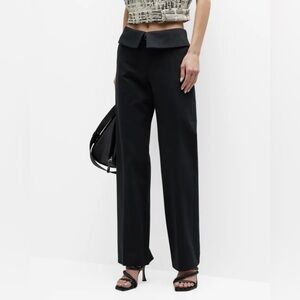 IRO Otala Straight Leg Fold Over Black Belted Pants Trousers UK 36 US 4